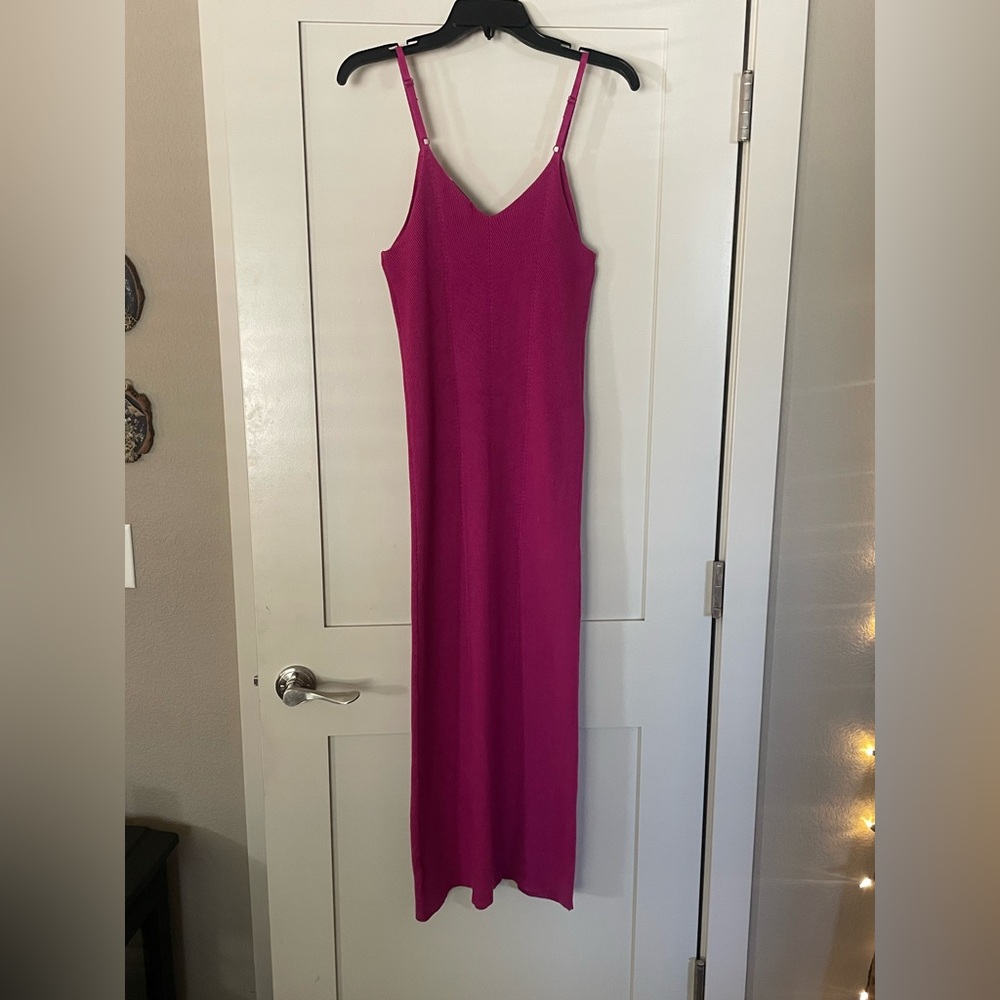 Fuchsia Knit Slip Maxi Dress